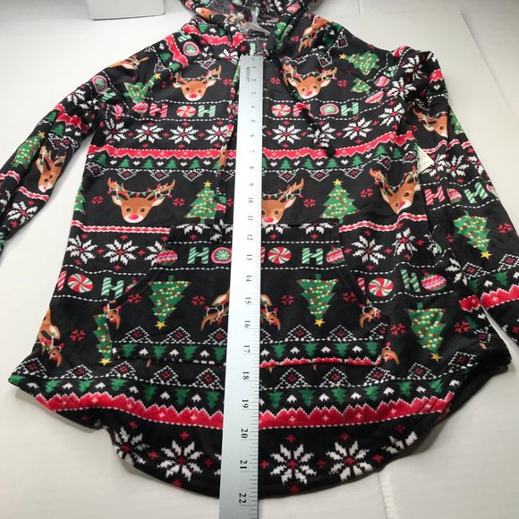 No Bo Junior's Christmas Plush Hooded Pullover Deer Ho Ho Size Sm 3-5 Black New - Picture 12 of 16